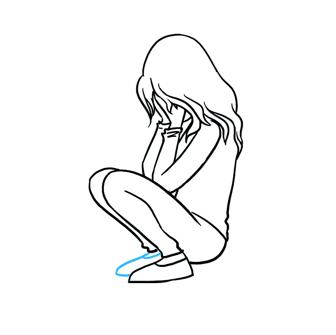 680x678 How To Draw A Sad Girl Crying - Depressed Girl Drawing