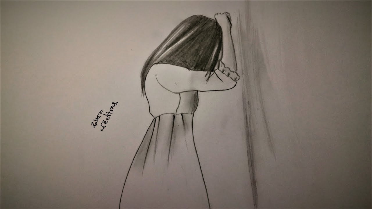 1280x720 Sad Girl Drawing - Depressed Girl Drawing