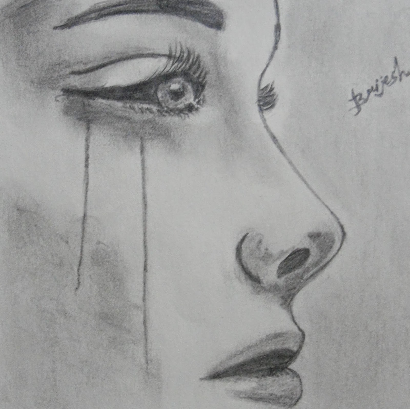 1600x1595 Sketch Art Of Sad Girl Sketches Of Sad Girls Sketch Draw Sad Girl - Depressed Girl Drawing