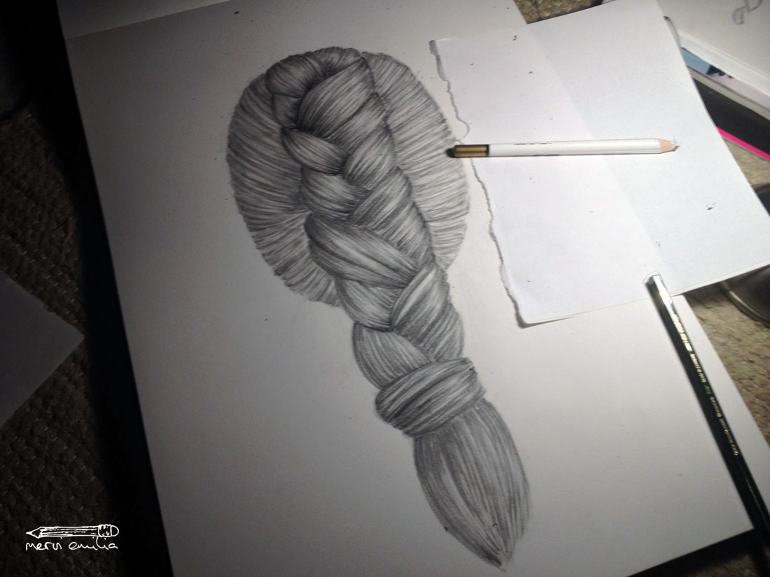 1100x825 How To Draw A Braid - Depth Drawing