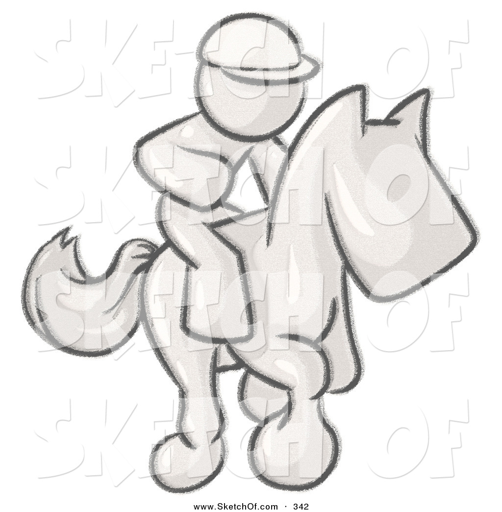 1024x1044 drawing of a sketched design mascot man, a riding jockey, riding - Derby Drawing
