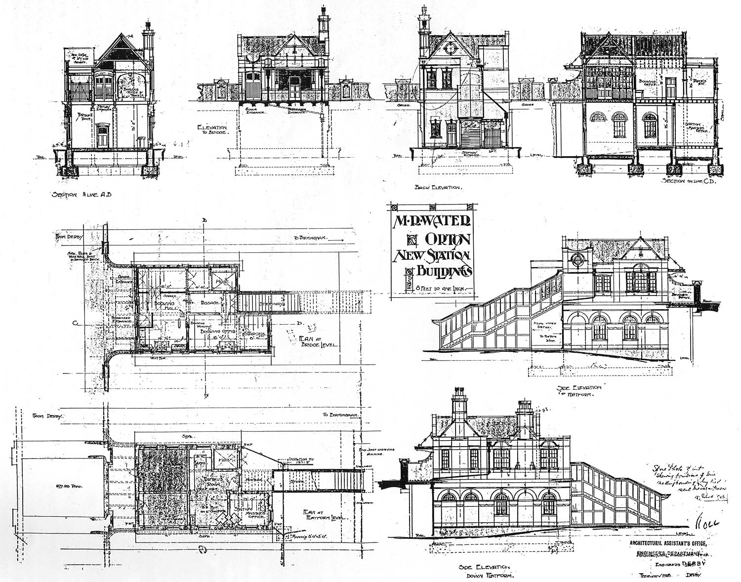 1500x1178 water orton station a midland railway engineer's drawing prepared - Derby Drawing