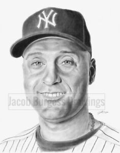 236x300 Derek Jeter Pencil Drawing Print New York Yankees Baseball - Derek Jeter Drawing