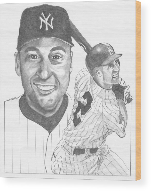 585x740 Derek Jeter Wood Print - Derek Jeter Drawing