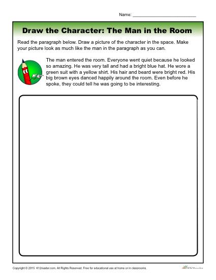 425x550 The Man In The Room Character Descriptions Worksheet - Description Drawing