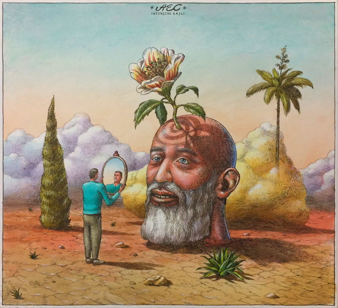 1137x1035 Holy And Selfish Man In The Desert' Drawing Aec Interesni Kazki - Desert Drawing