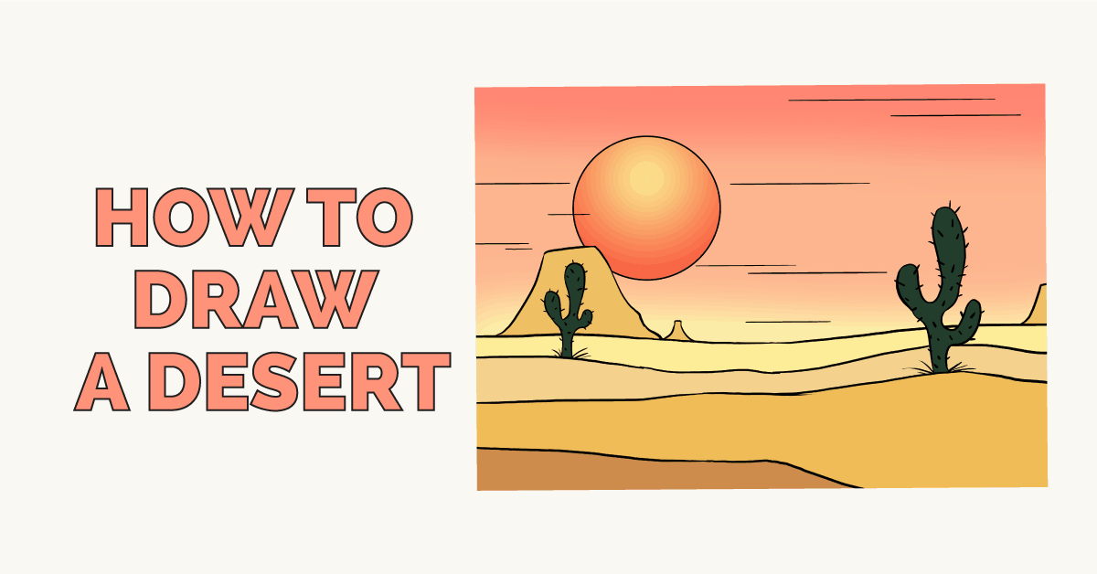 1200x628 How To Draw A Desert - Desert Drawing
