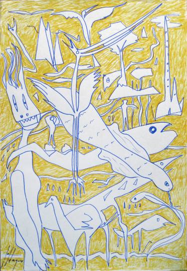 375x543 characters and animals in an imaginary desert drawing - Desert Drawing Pictures