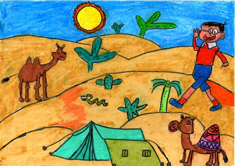 760x537 A Desert Scenery - Desert Drawing Pictures