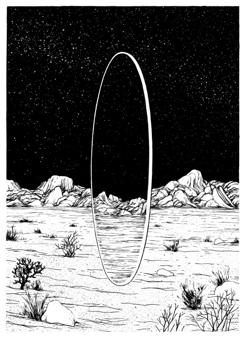 500x691 drawing black and white night sky desert joshua tree brendan - Desert Drawing Pictures