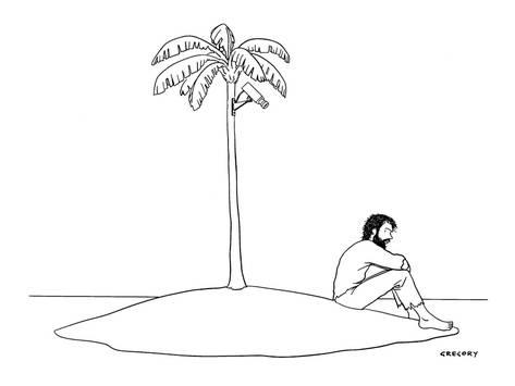 473x355 man on desert island watched - Desert Island Drawing