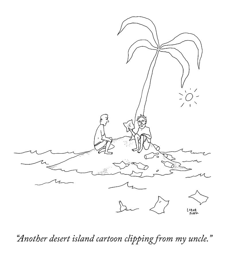 794x900 two men on an desert island open messages drawing - Desert Island Drawing