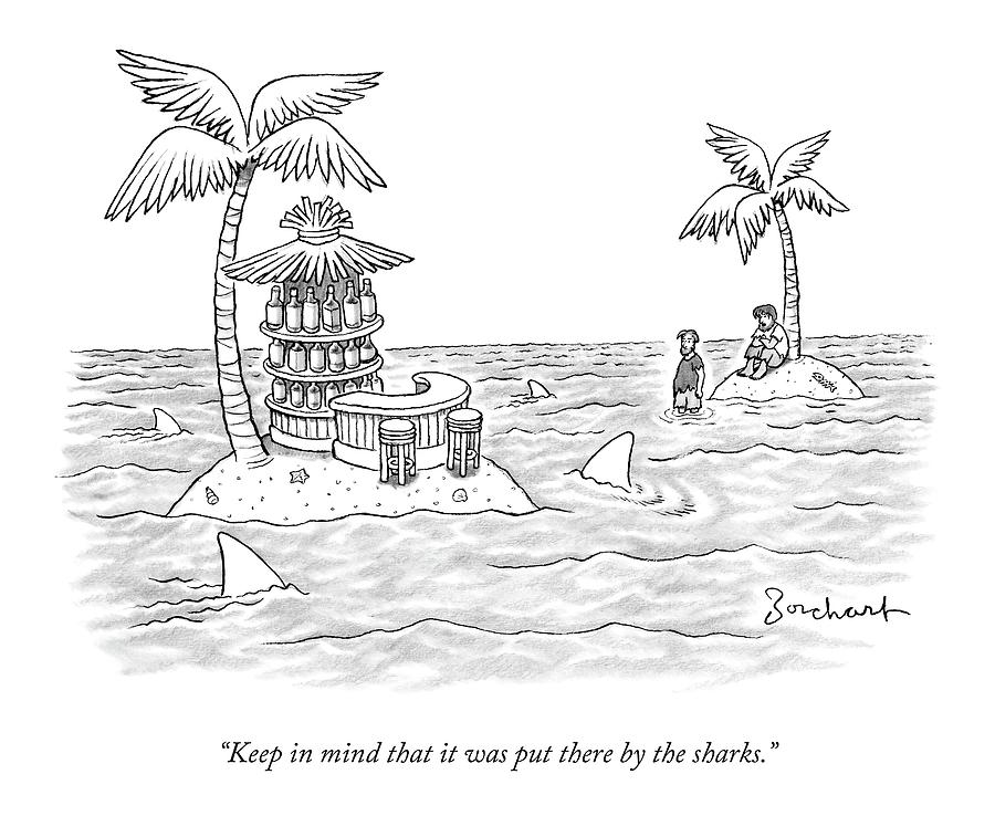 900x757 two men stand on a desert island - Desert Island Drawing