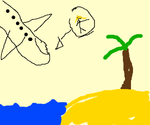 300x250 woman's plane crash lands on deserted island drawing - Desert Island Drawing