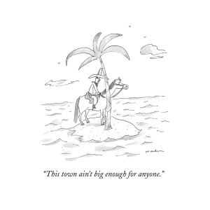 300x300 a cowboy sits on a horse on a desert island drawing - Desert Island Drawing