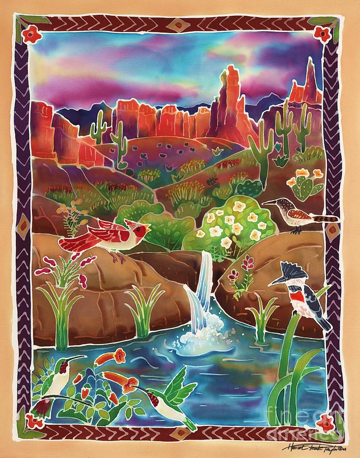 708x900 desert oasis painting - Desert Oasis Drawing