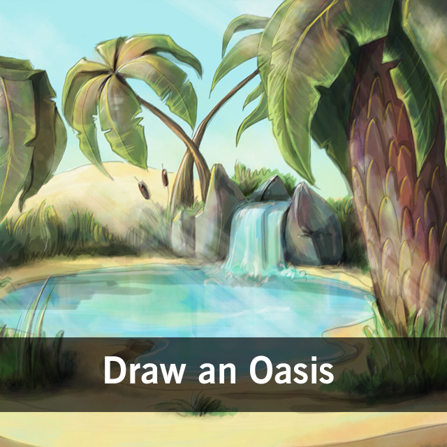 640x640 paint a desert oasis - Desert Oasis Drawing
