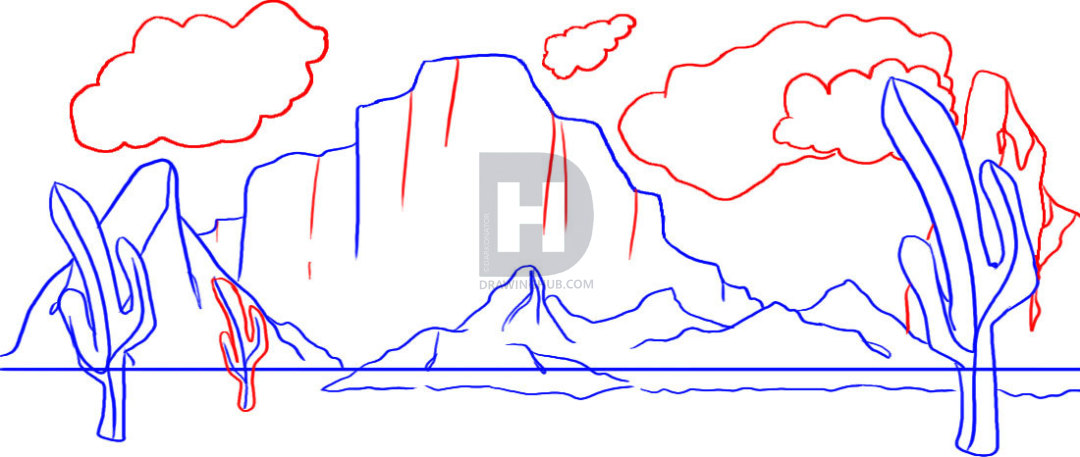 1080x457 How To Draw A Desert Scene, Step - Desert Scene Drawing