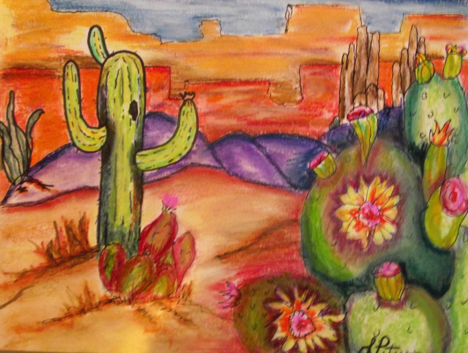 1600x1207 Leslie's Art Blog Desert Landscape - Desert Scene Drawing