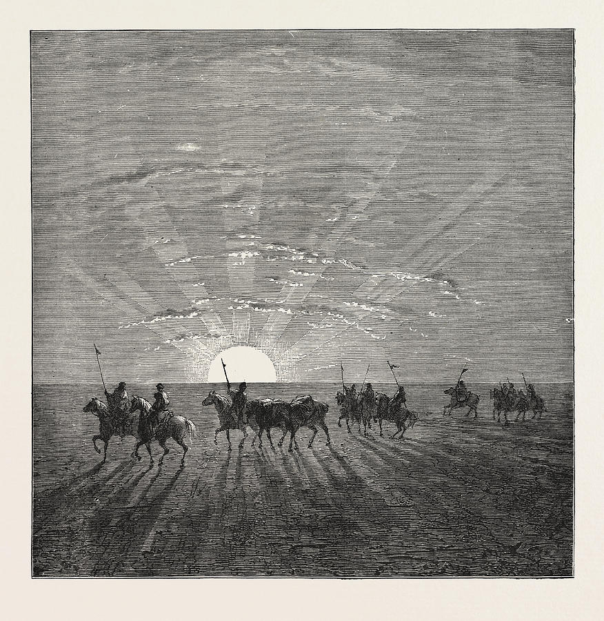 876x900 Scene In The Desert Of Gobi Drawing - Desert Scene Drawing