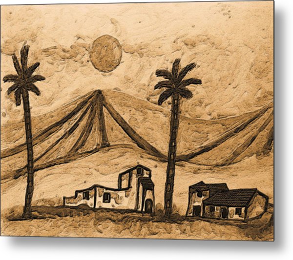 600x533 Sepia Desert Scene Digital Art - Desert Scene Drawing