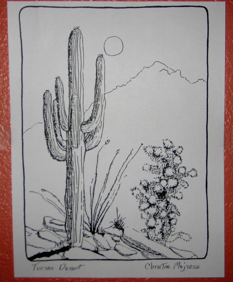 794x960 tucson desert scene drawing of tucson desert done in black etsy - Desert Scene Drawing