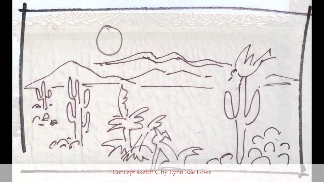 1280x720 Concept Sketches For Large Desert Scene - Desert Scene Drawing
