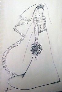 203x300 Artist Original Fashion Designs Illustration Sketch Pencil Drawing - Designer Drawing