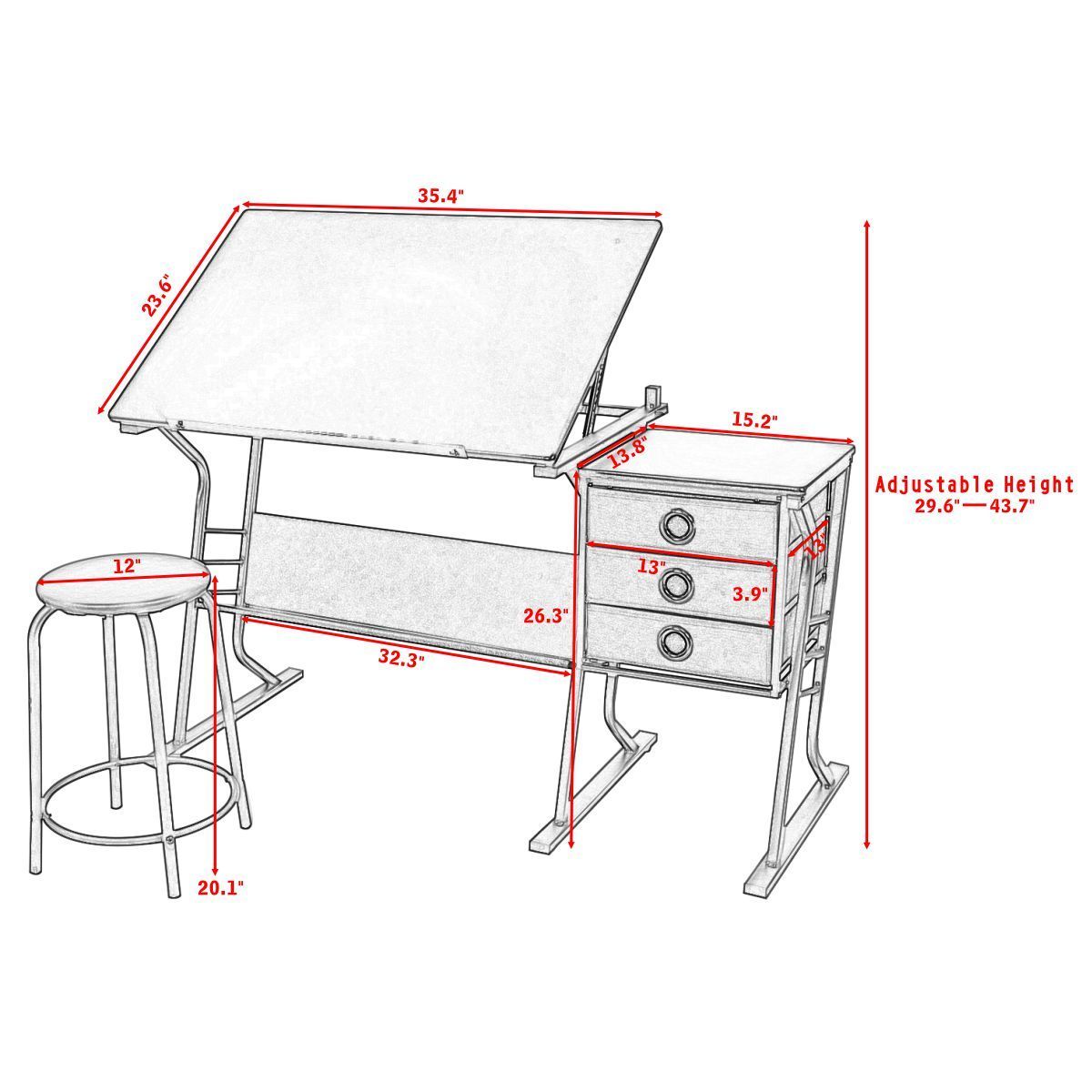 1200x1200 Giantex Drafting Table Modern Adjustable Drawing Desk Art Craft - Desk Drawing