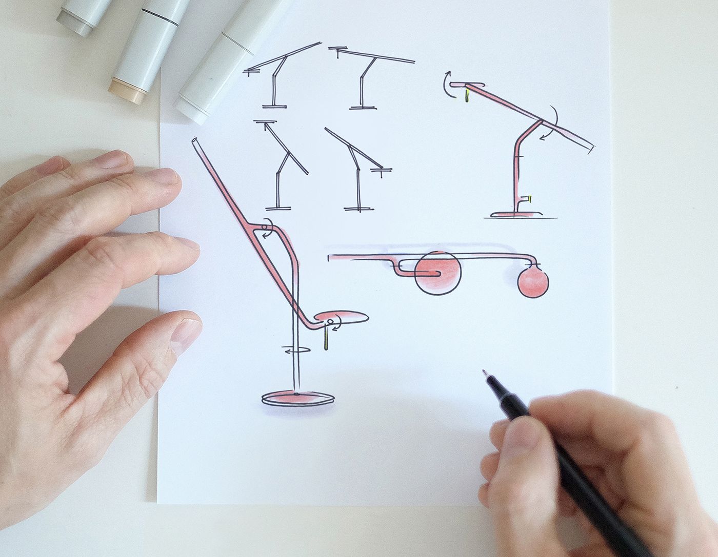 1400x1087 Sketch Of The Flow Desk Lamp For Normann Copenhagen - Desk Lamp Drawing