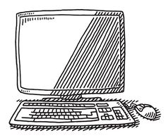 235x196 Hand Drawn Vector Drawing Of An Office Desk With A Computer - Desktop Computer Drawing
