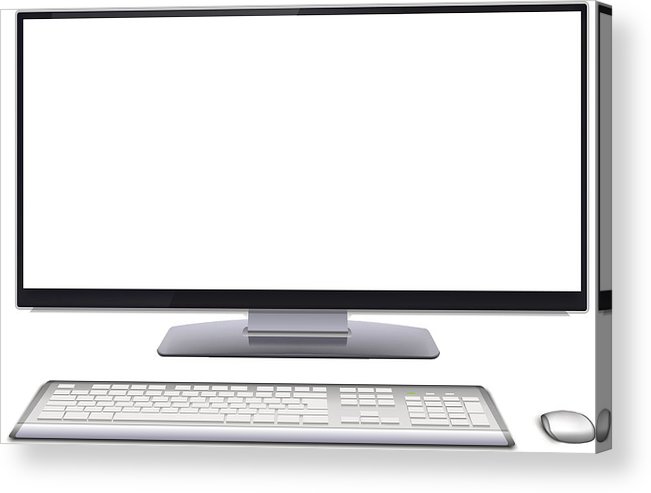 651x493 modern desktop computer with blank screen acrylic print - Desktop Computer Drawing