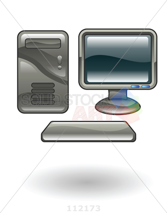 340x434 stock illustration of floating desktop computer vector drawing - Desktop Computer Drawing