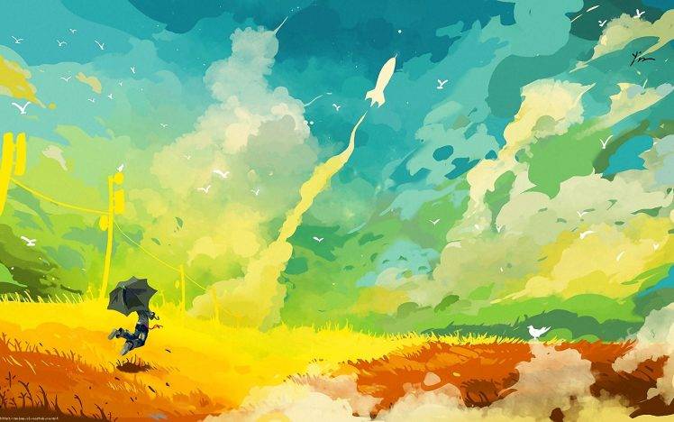 748x468 drawing, colorful, happiness, rainbows, happy, rockets, umbrella - Desktop Wallpaper Drawing