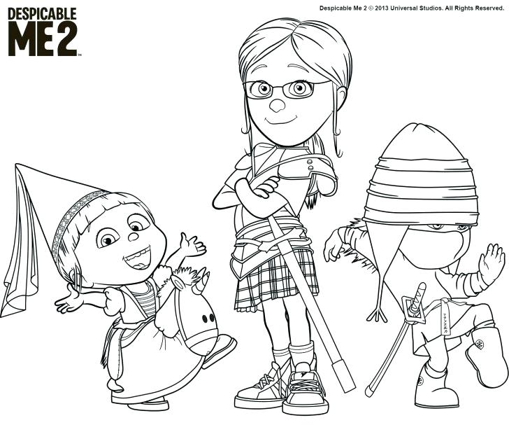 728x607 Dispicable Me Coloring Pages Despicable Wonderful On Despicable Me - Despicable Me Unicorn Drawing