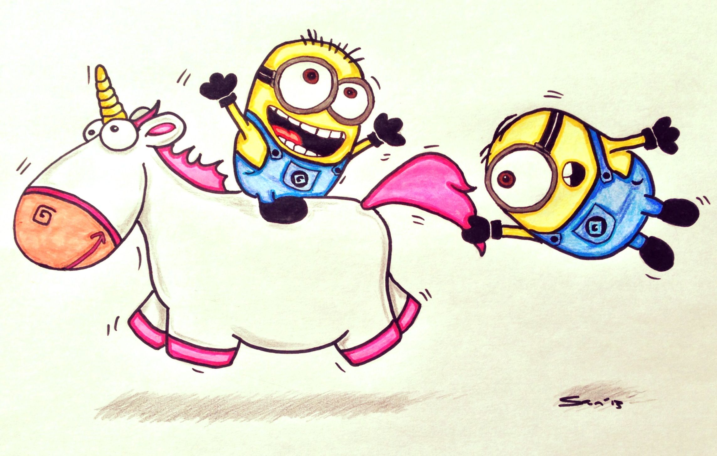 2287x1457 How To Draw Minions Unicorn Share Drawing Drawings, Unicorn - Despicable Me Unicorn Drawing