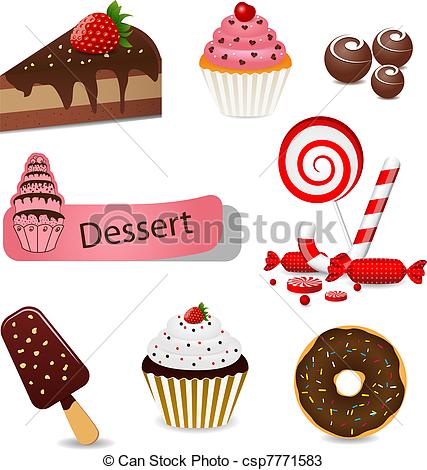 427x470 dessert set vector set with different types of sweets - Dessert Drawings