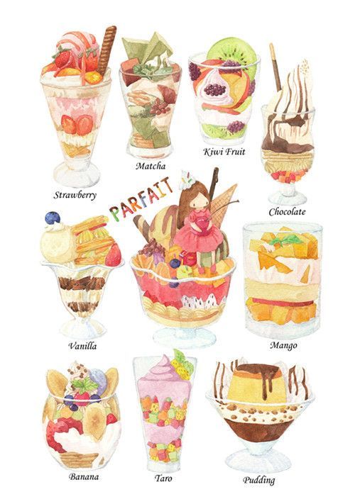 500x704 desserts illustrations beautiful - Dessert Drawings