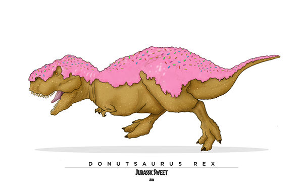 600x387 Dinosaur Dessert Drawings Mashup Illustration - Dessert Drawings