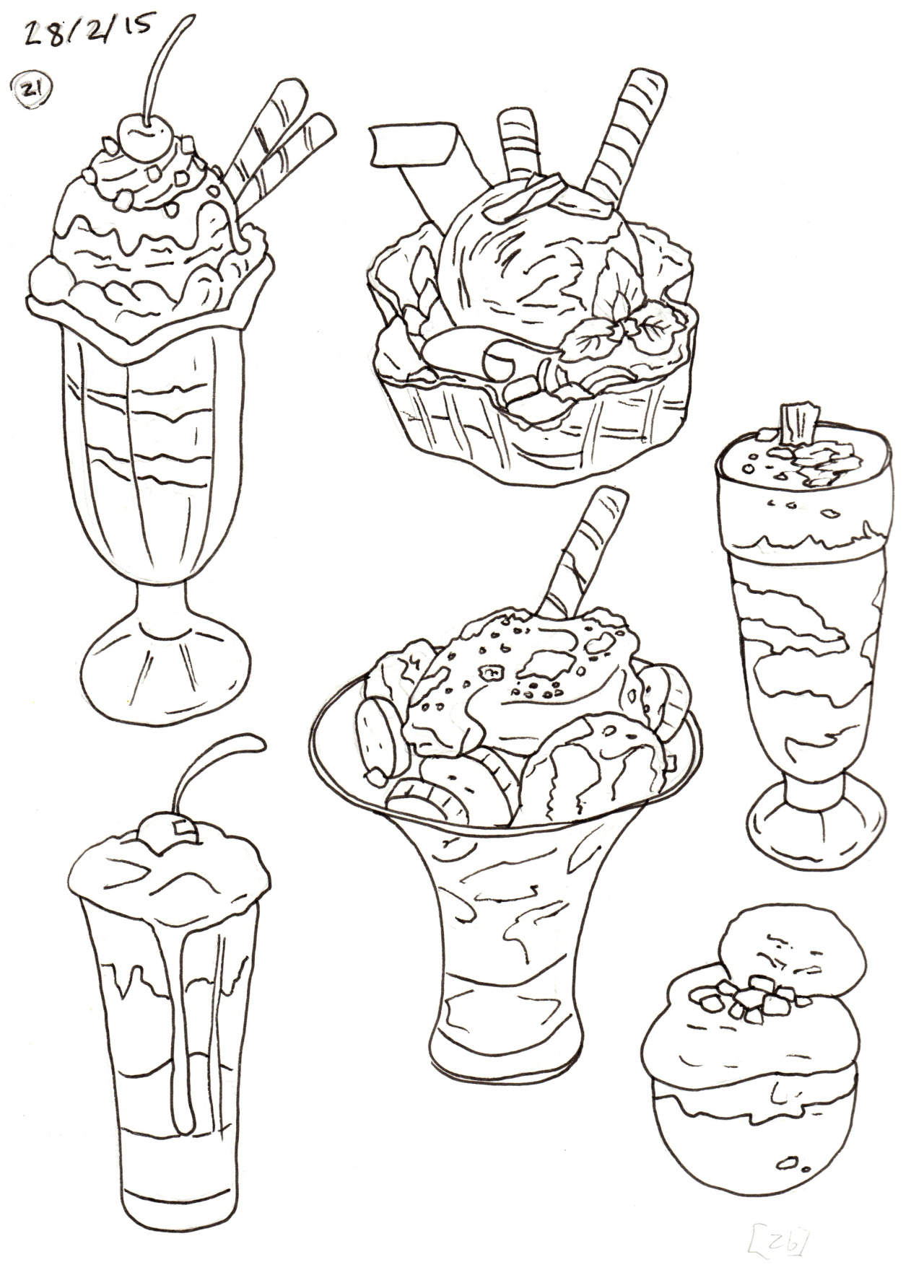 1280x1785 Josh Filhol Illustration Sketchblog Dessert Drawings I Am - Dessert Drawings