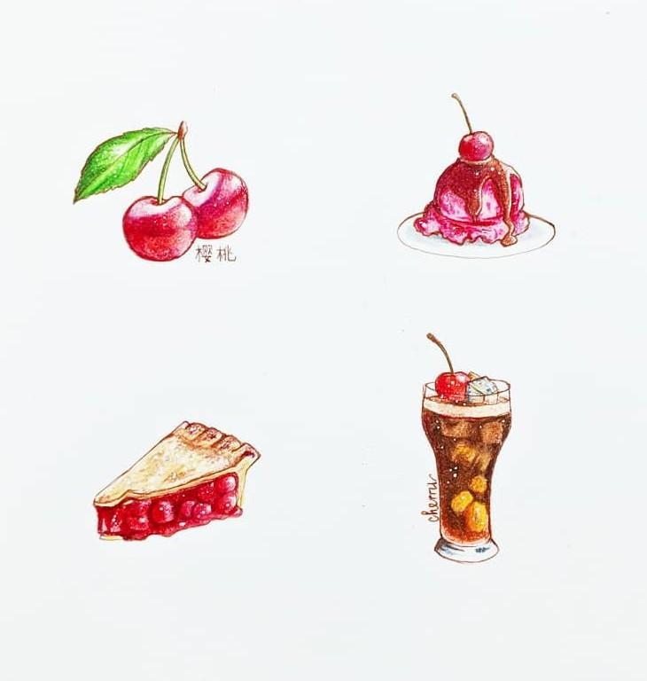 730x768 Realistic Dessert Drawing In Colored Pencils Idap - Dessert Drawings