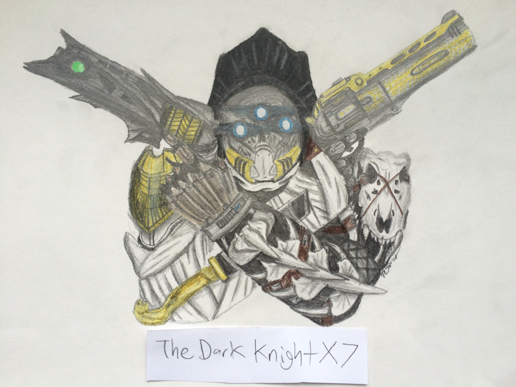 1024x768 destiny exotic hunter colored pencil drawing i recently finished - Destiny Drawing