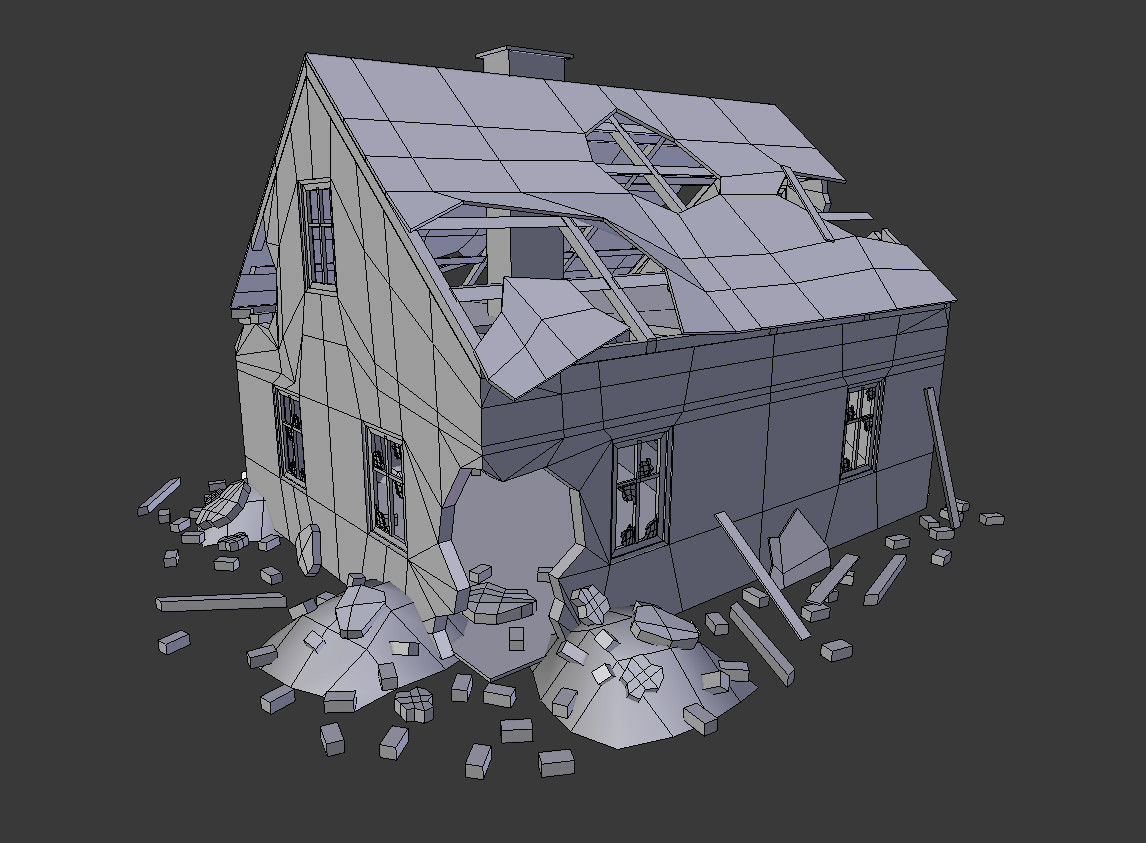 1146x843 asset low poly destroyed house cgtrader - Destroyed House Drawing