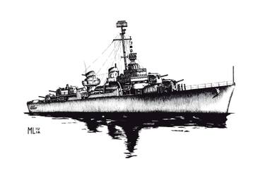 375x252 fletcher class destroyer drawing - Destroyer Drawing