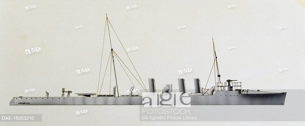 1050x433 garibaldino destroyer, italy, drawing, stock photo, picture - Destroyer Drawing