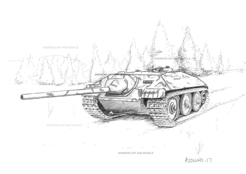 794x561 german tank destroyer print etsy - Destroyer Drawing