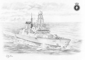 300x212 hms diamond type destroyer royal navy ship drawing art - Destroyer Drawing