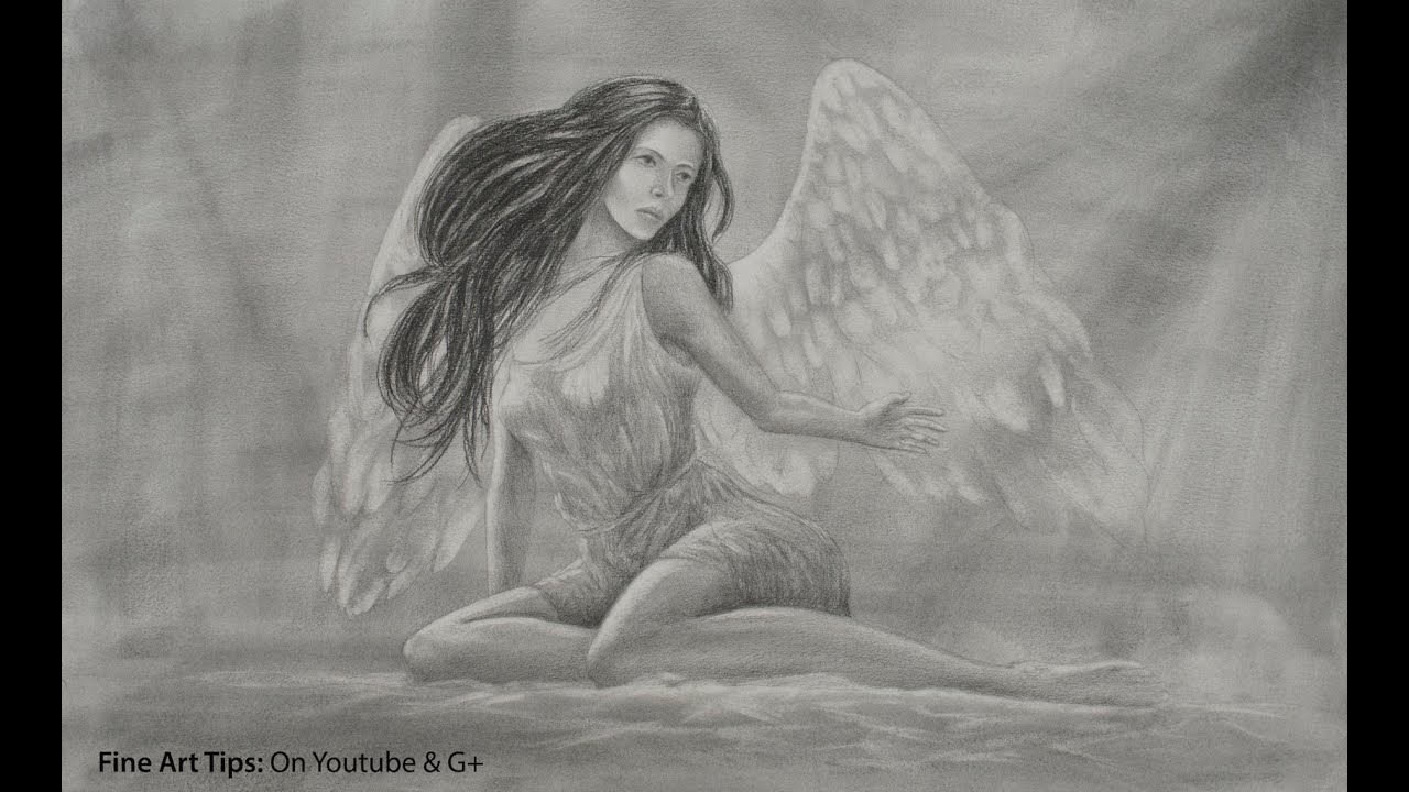 1280x720 How To Draw An Angel - Detailed Angel Drawing