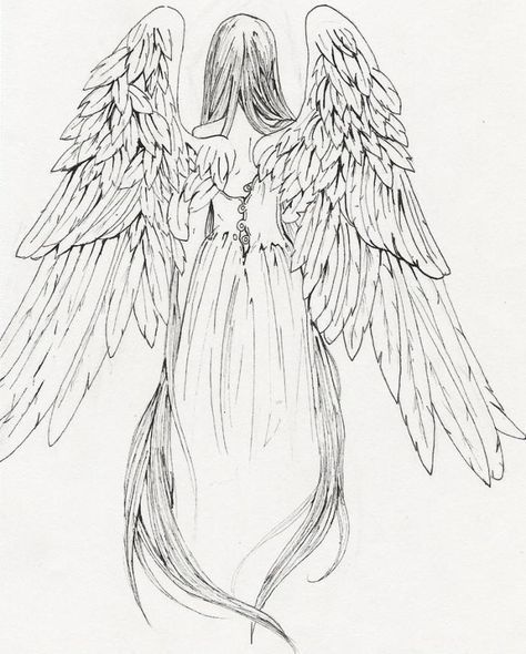 474x590 One Of The Few Angels I Could Find From Behind I Think This Is - Detailed Angel Drawing