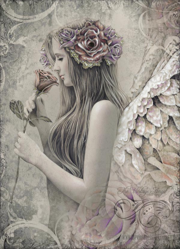 600x833 silent reverie praying prayer angel drawing painting - Detailed Angel Drawing